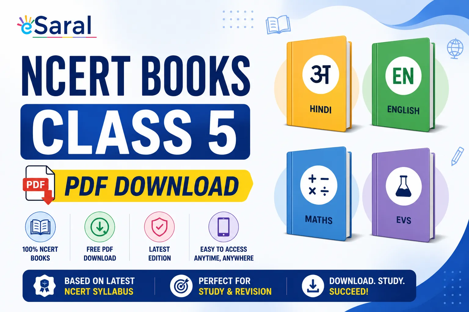 NCERT Books Class 5 PDF Download – All Subjects, Free & Chapter-Wise